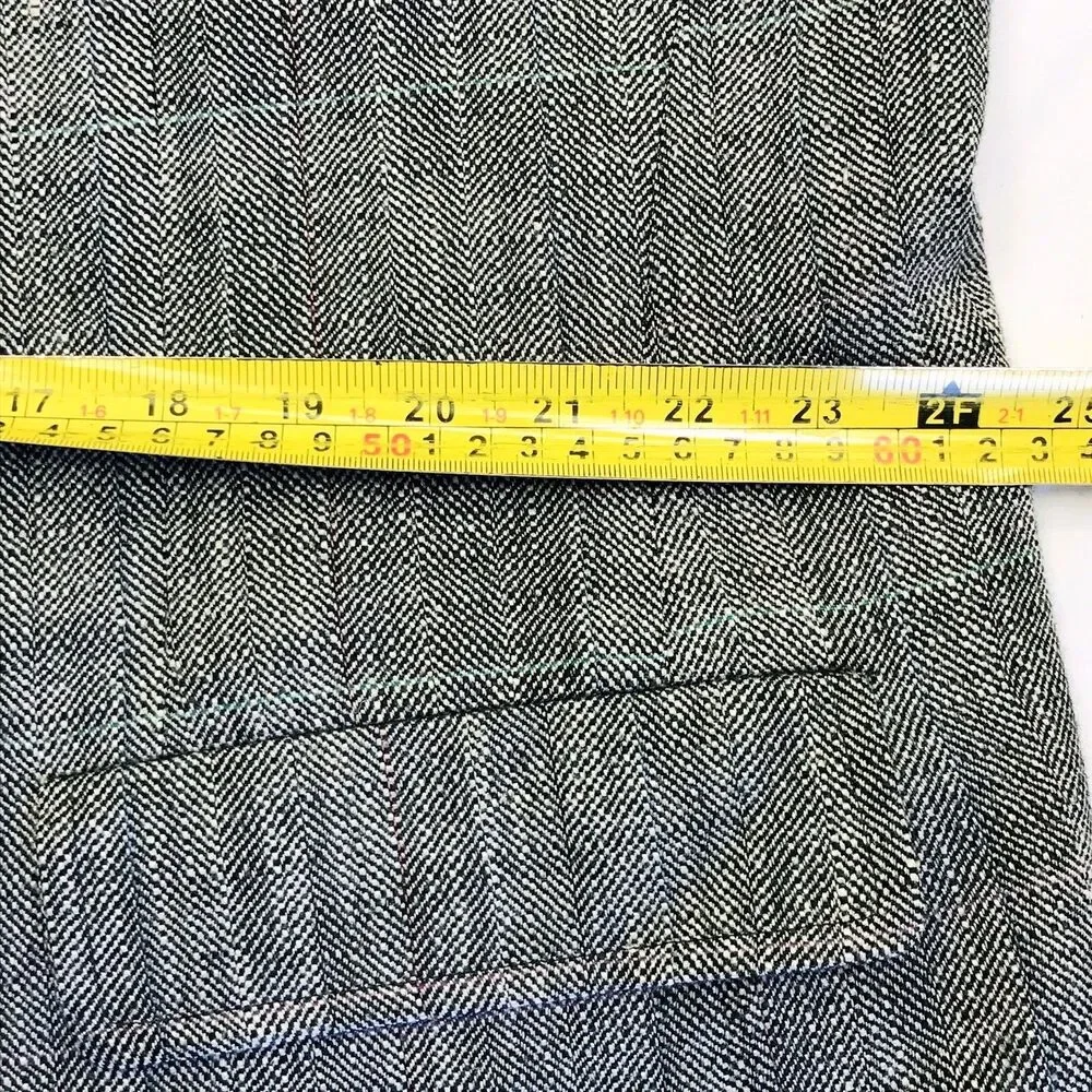 Palm Beach Vintage Sport Coat Windowpane Herringbone 46 48 Gray Black Preppy